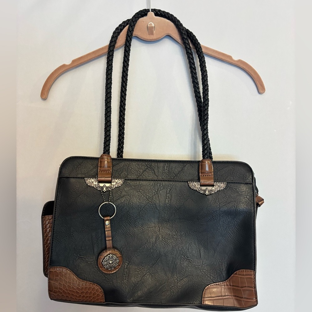 Elegant Black Brown Women's Leather Handbag